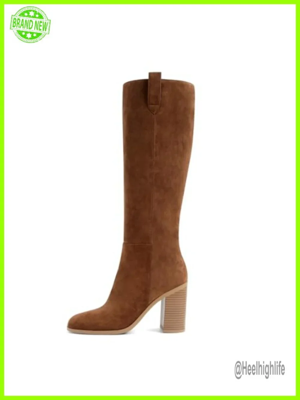 Knee High Slouchy Chunky Block Heel Boots with Zipper